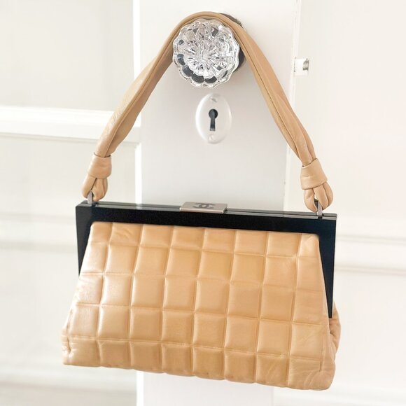 Chanel Vintage Chocolate Bar Frame Pochette Bag - Picture 1 of 16